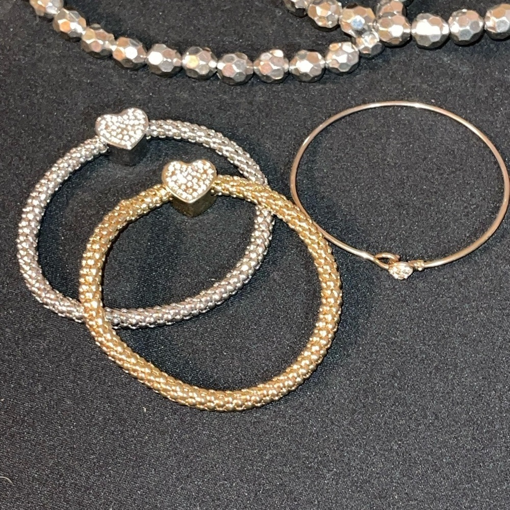 Gold & Silver Rhinestone Heart Bracelets